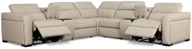 Melody Light Gray Micro Large Dual Power Reclining Two-arm Sectional