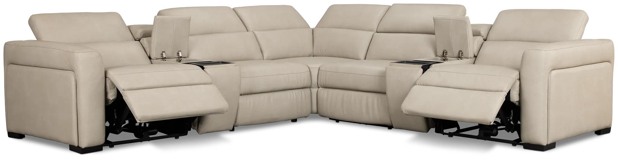 Melody Light Gray Micro Large Dual Power Reclining Two-arm Sectional