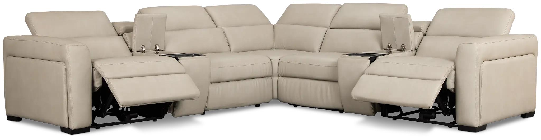 Melody Light Gray Micro Large Dual Power Reclining Two-arm Sectional Melody Light Gray Micro Large Dual Power Reclining Two-arm Sectional