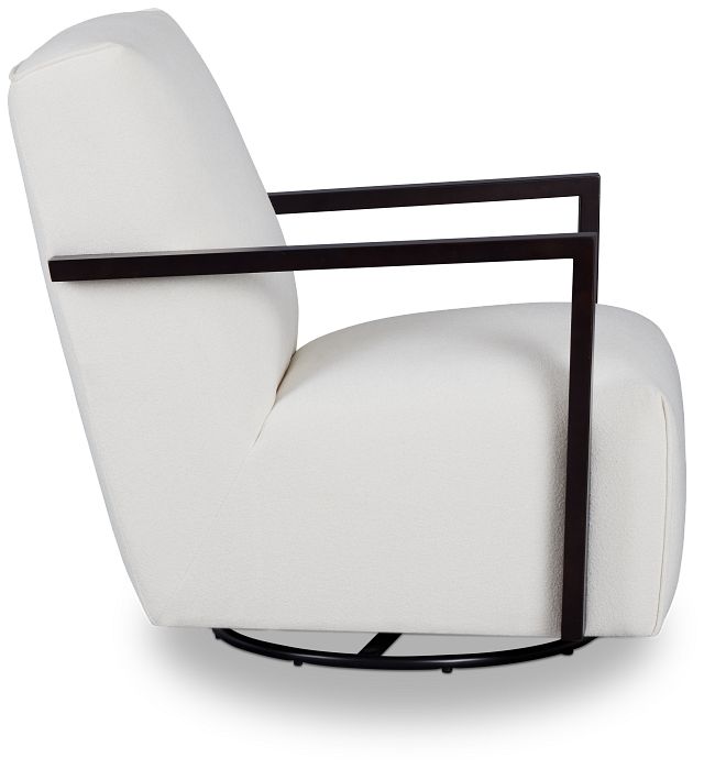 Lucas White Fabric Swivel Rocker Glider