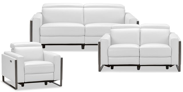 Atlas White Lthr/vinyl Power Reclining Living Room