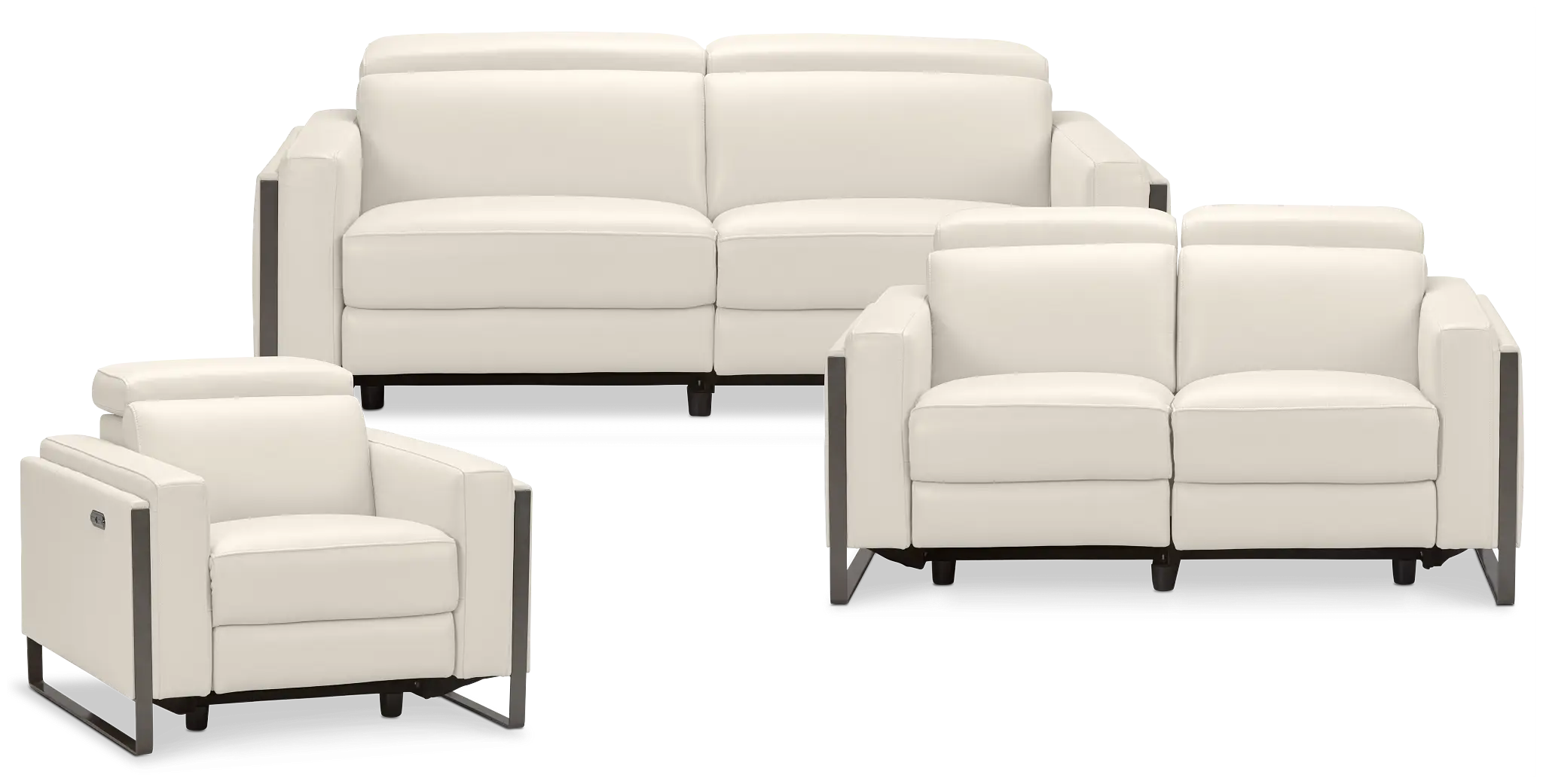 Atlas White Lthr/vinyl Power Reclining Living Room Atlas White Lthr/vinyl Power Reclining Living Room