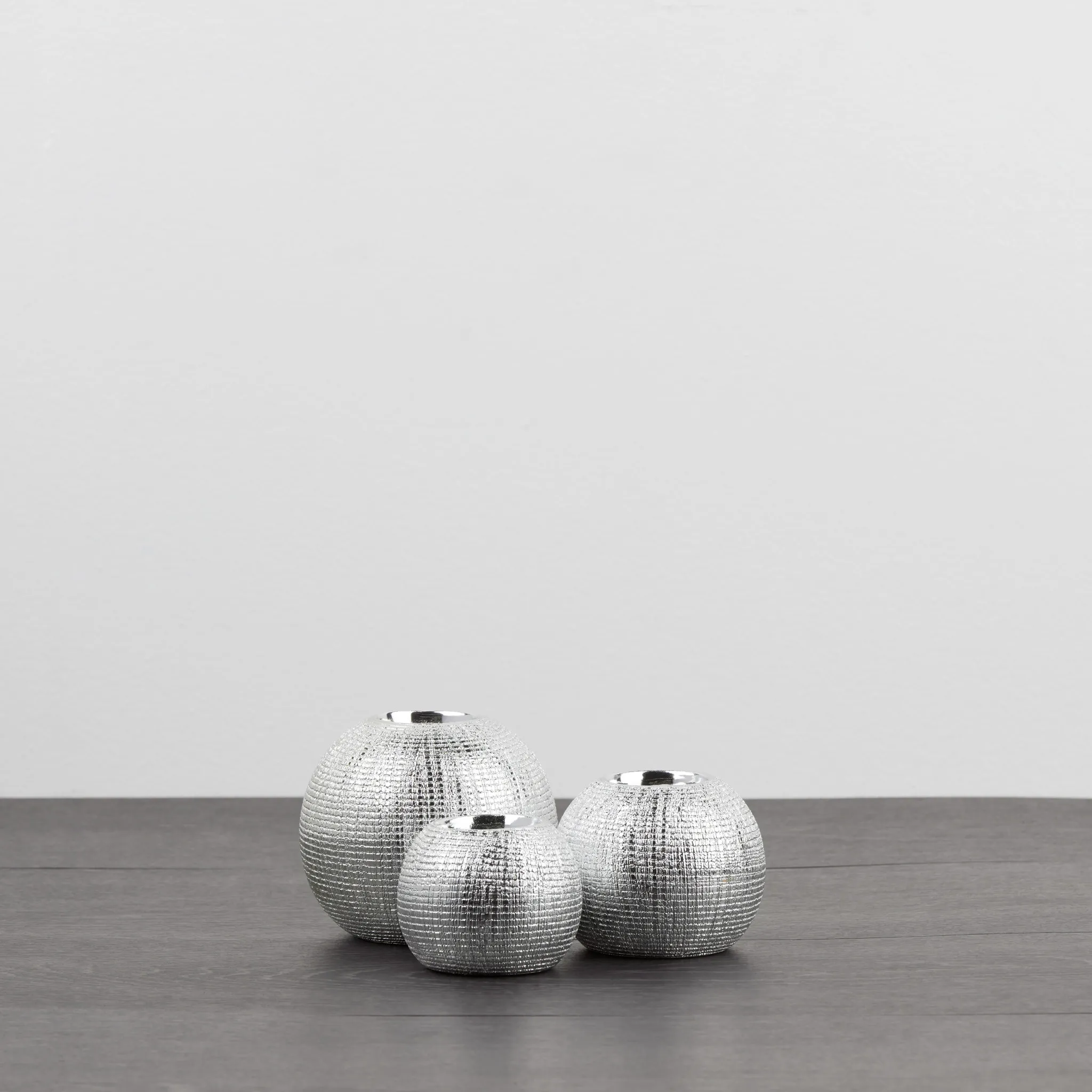 Storm Silver Set Of 3 Candle Holder