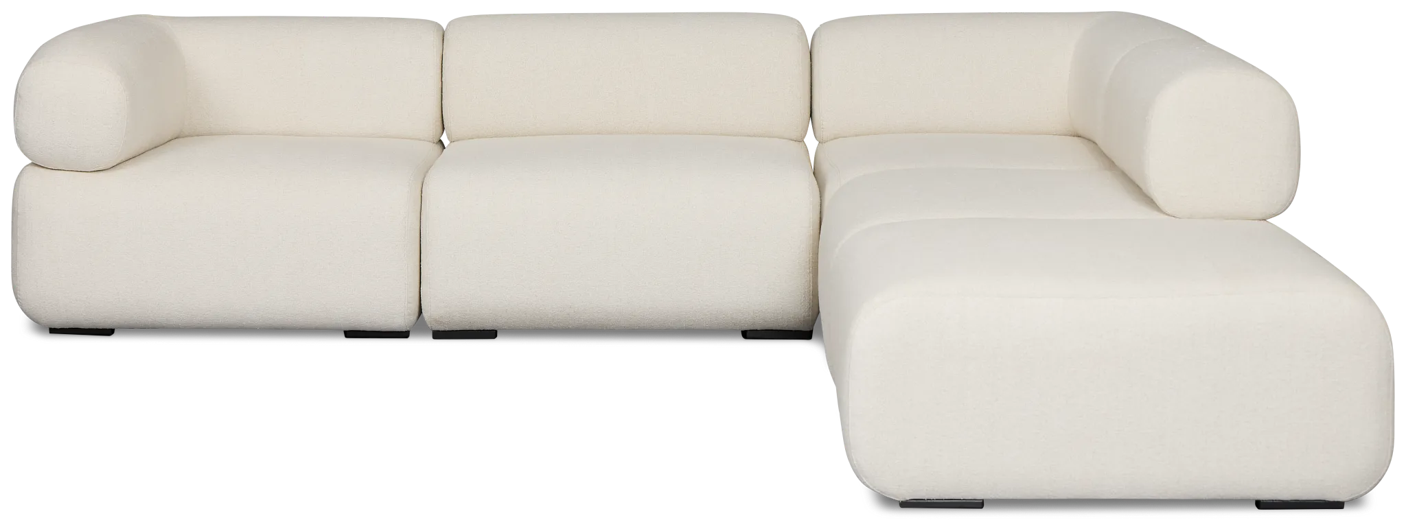 Celeste Light Beige Fabric 5-piece Right Facing Bumper Sectional