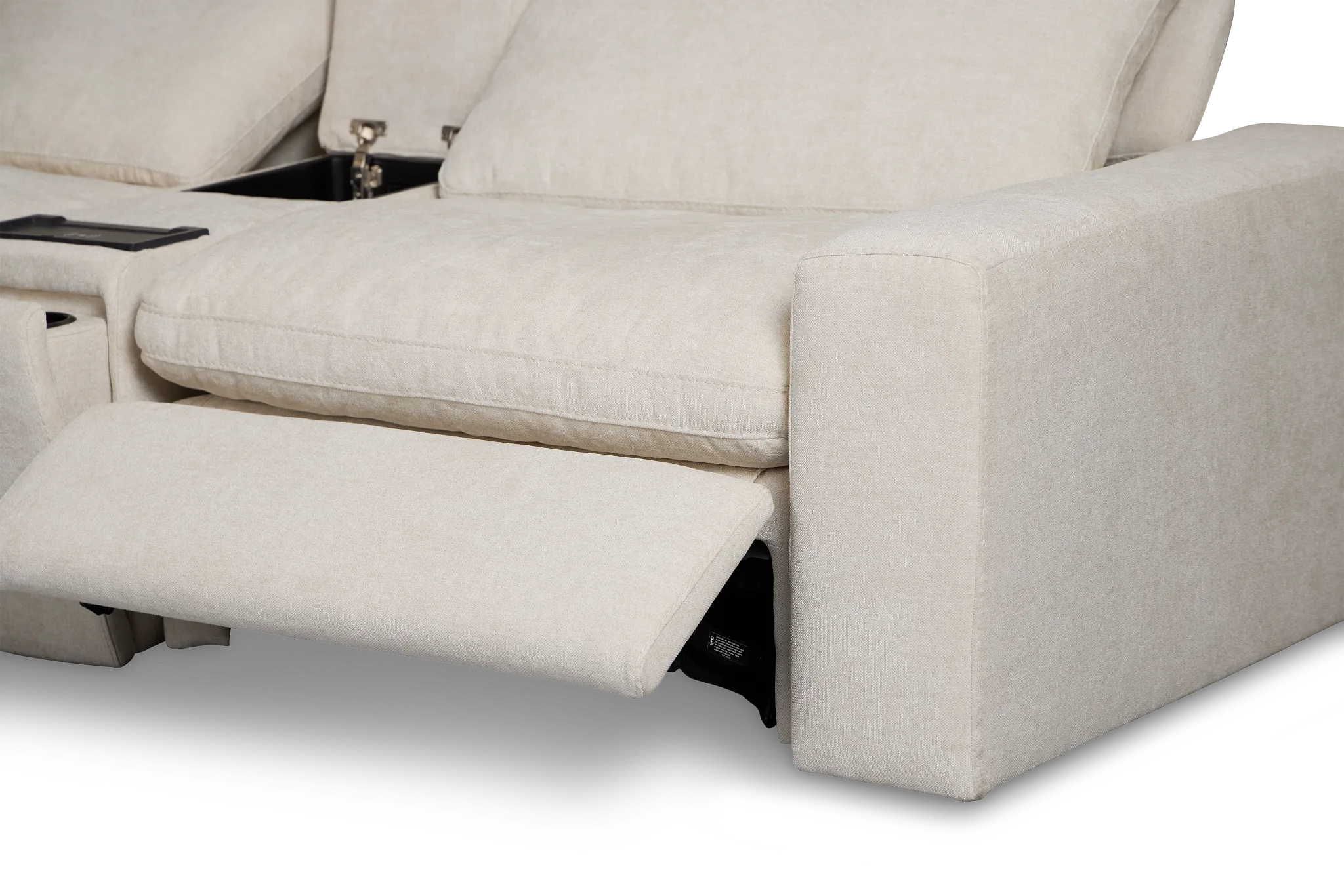 Drift Light Beige Fabric Large Dual Power Reclining Two-arm Sectional