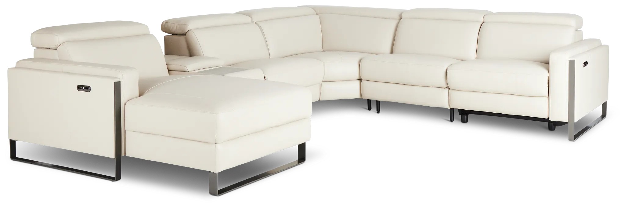 Atlas Taupe Lthr/vinyl Medium Dual Power Left Chaise Sectional