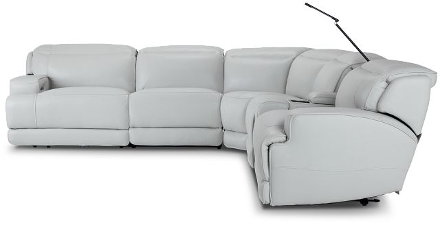 Reign Gray Lthr/vinyl Medium Triple Power 2-arm Sectional