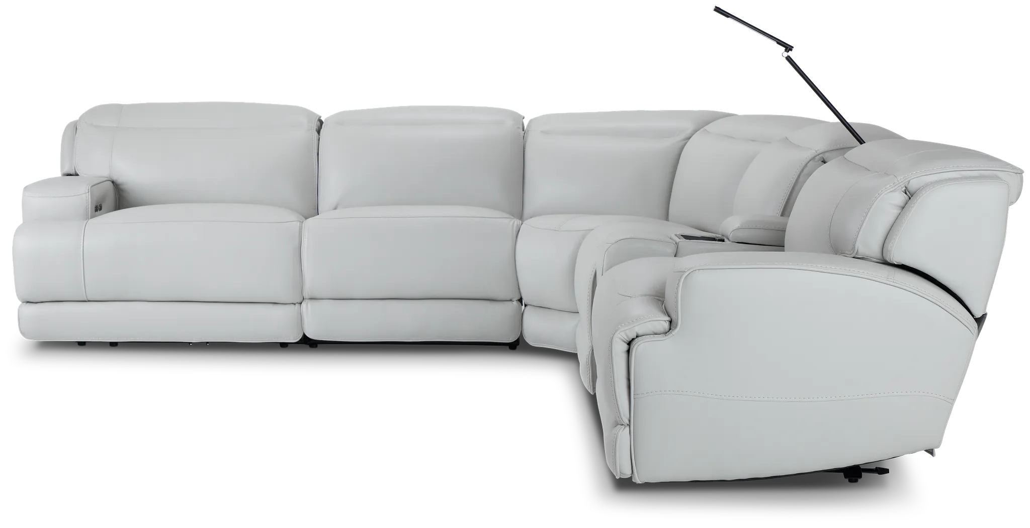 Reign Gray Lthr/vinyl Medium Triple Power 2-arm Sectional