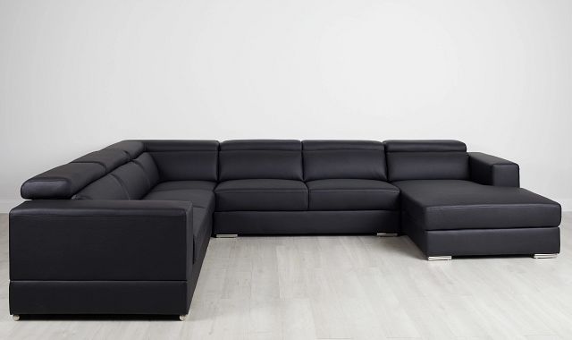 Maxwell Black Micro Large Right Chaise Sectional