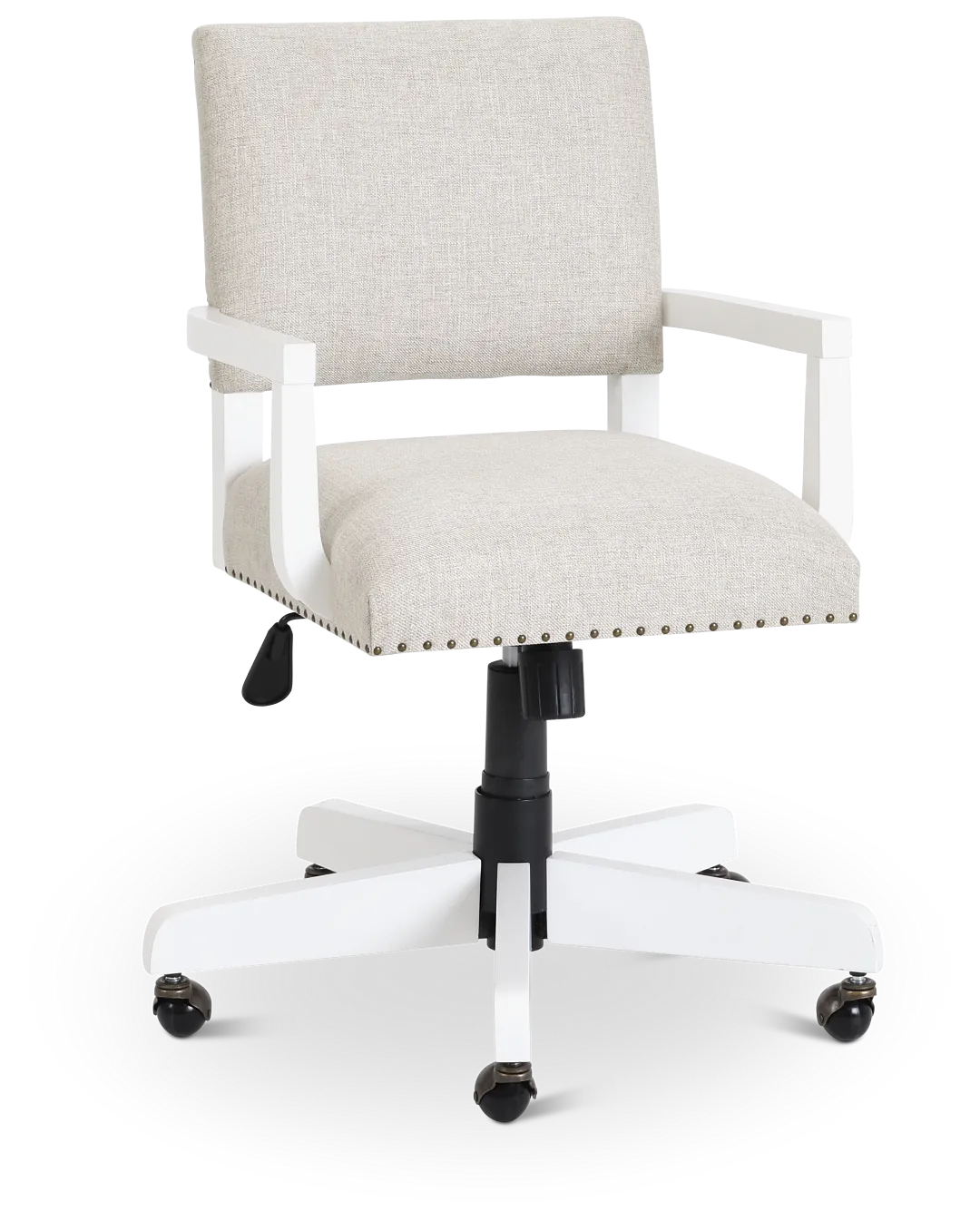 Newport Beige Wood Upholstered Desk Chair
