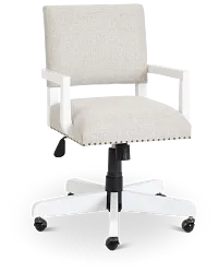 Newport Beige Wood Upholstered Desk Chair