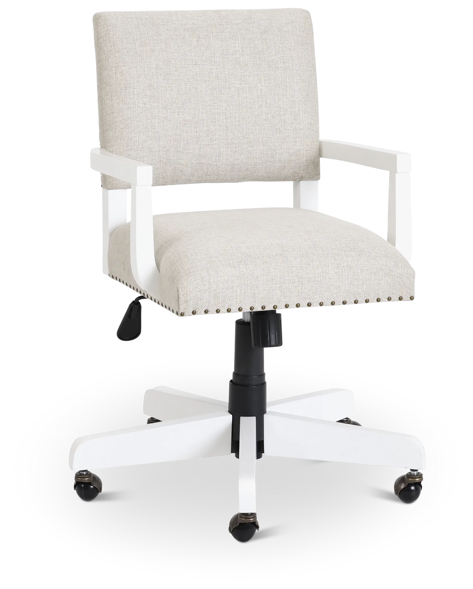Newport Beige Wood Upholstered Desk Chair