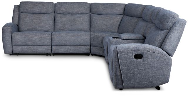 Walker Blue Fabric Medium Dual Manual 2-arm Sectional