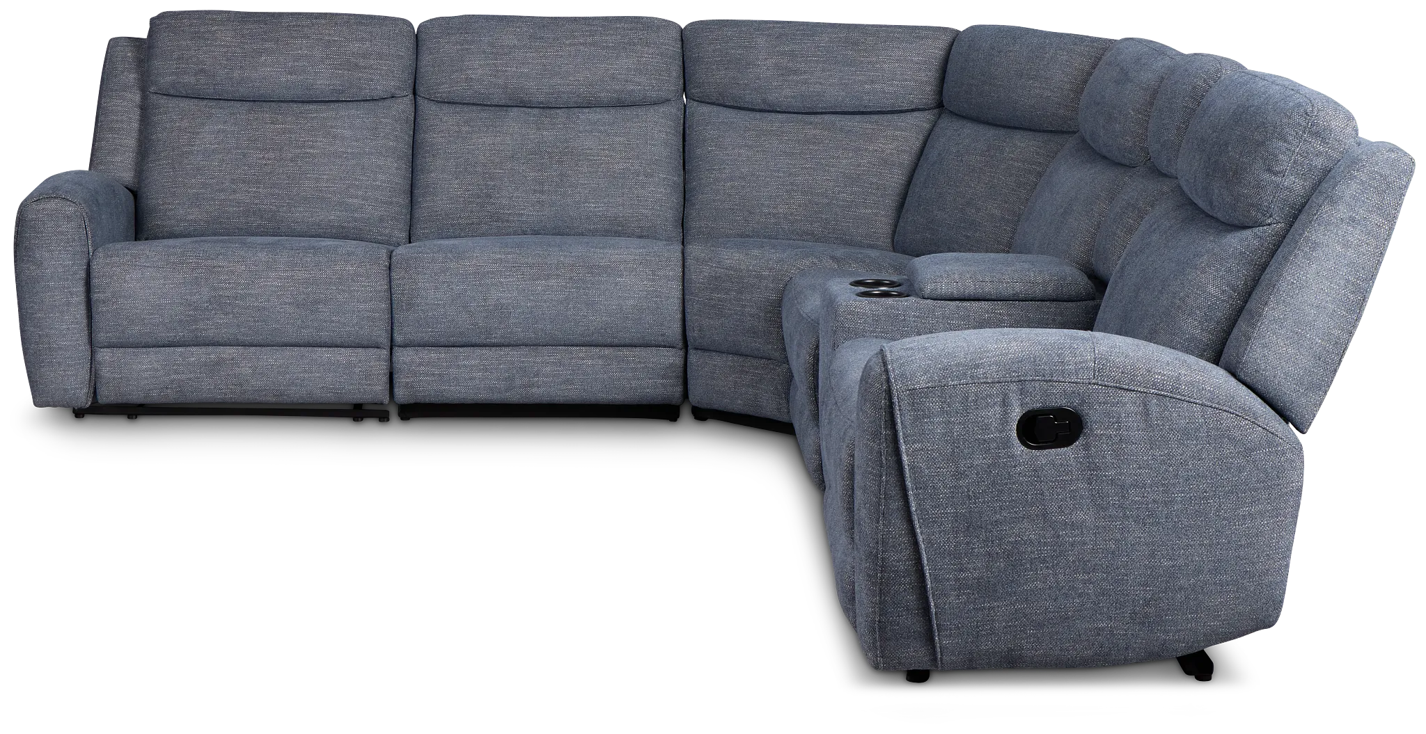 Walker Blue Fabric Medium Dual Manual 2-arm Sectional