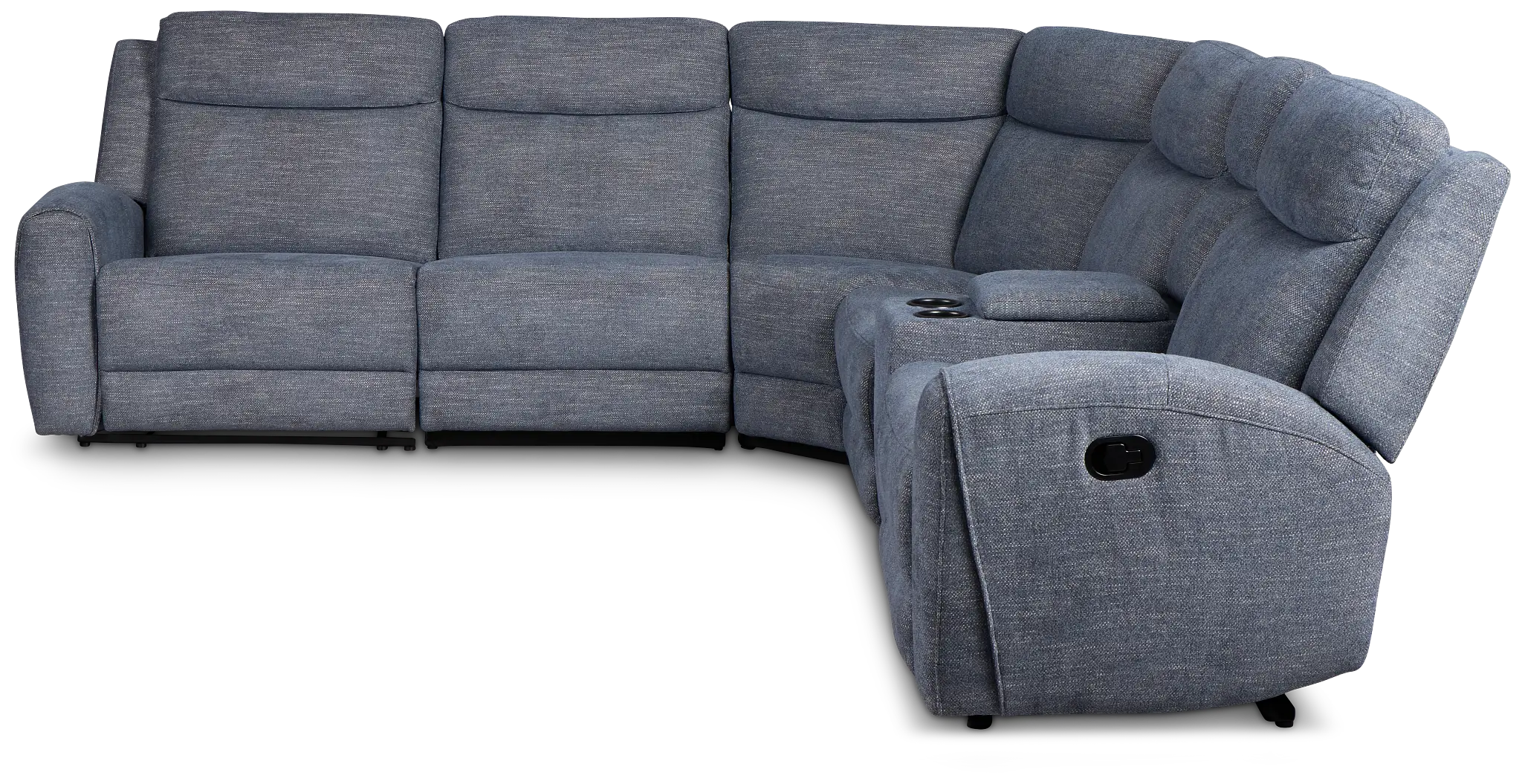 Walker Blue Fabric Medium Dual Manual 2-arm Sectional Walker Blue Fabric Medium Dual Manual 2-arm Sectional