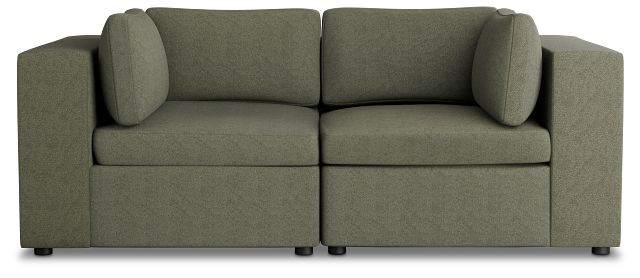 Destin Sutton Green Fabric 2 Piece Modular Sofa
