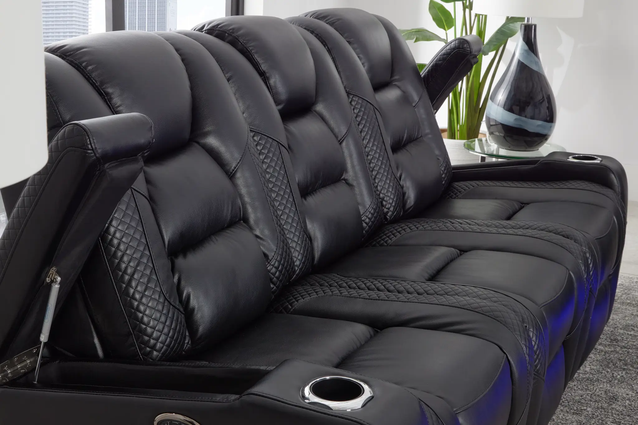 Troy Black Micro Power Reclining Sofa Troy Black Micro Power Reclining Sofa