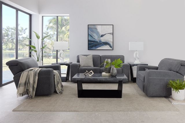 Callum Dark Gray Fabric Power Reclining Living Room