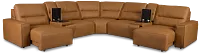 Rudy Brown Lthr/vinyl Large Dual Power 2 Arm Extension Chaise Sectional