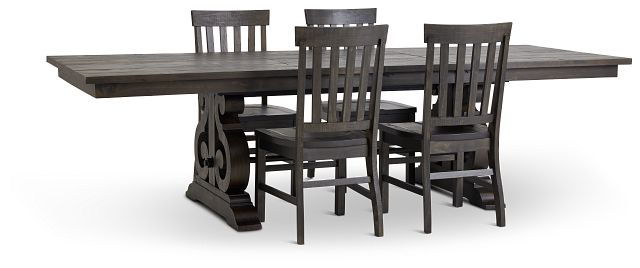 Sonoma Dark Tone Trestle Table & 4 Wood Chairs (3)