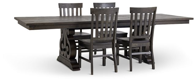 Sonoma Dark Tone Trestle Table & 4 Wood Chairs