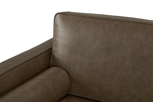 Ezra Gray Leather Left Chaise Sectional