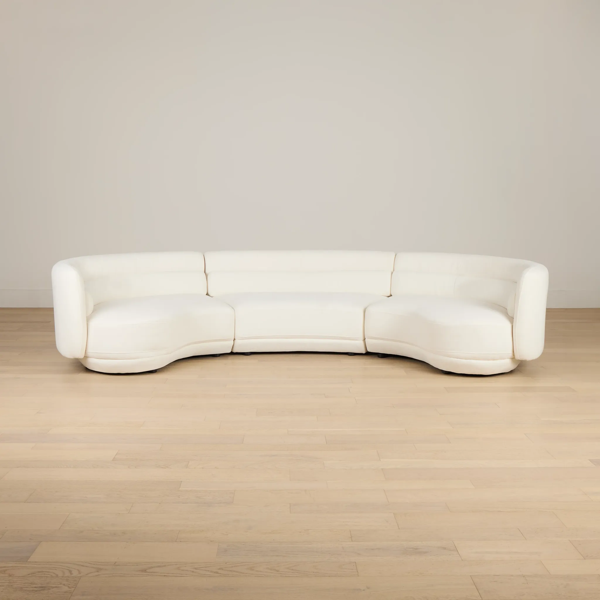 Presley White Fabric 3-piece Modular Sectional