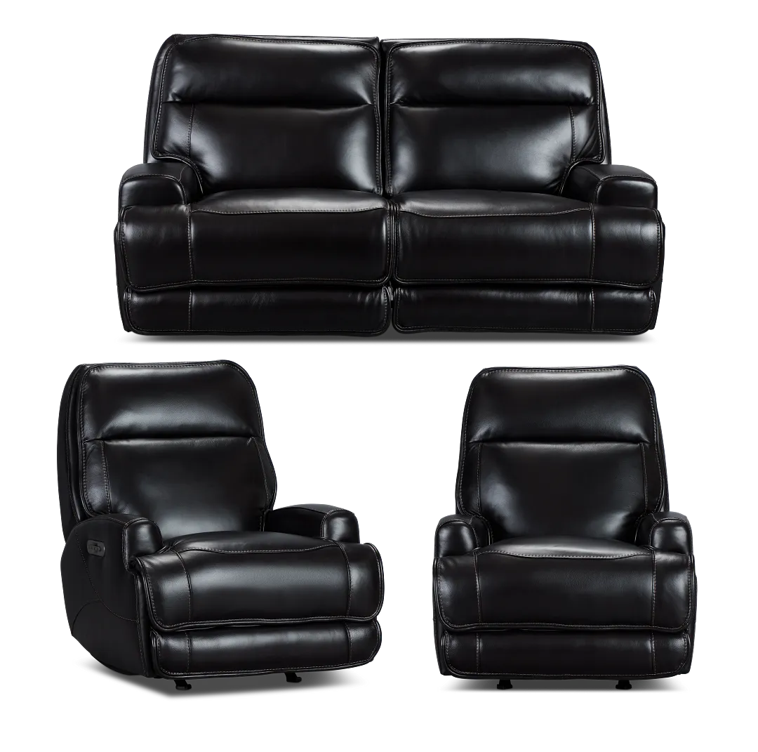 Casey Black Lthr/vinyl Power Reclining Living Room