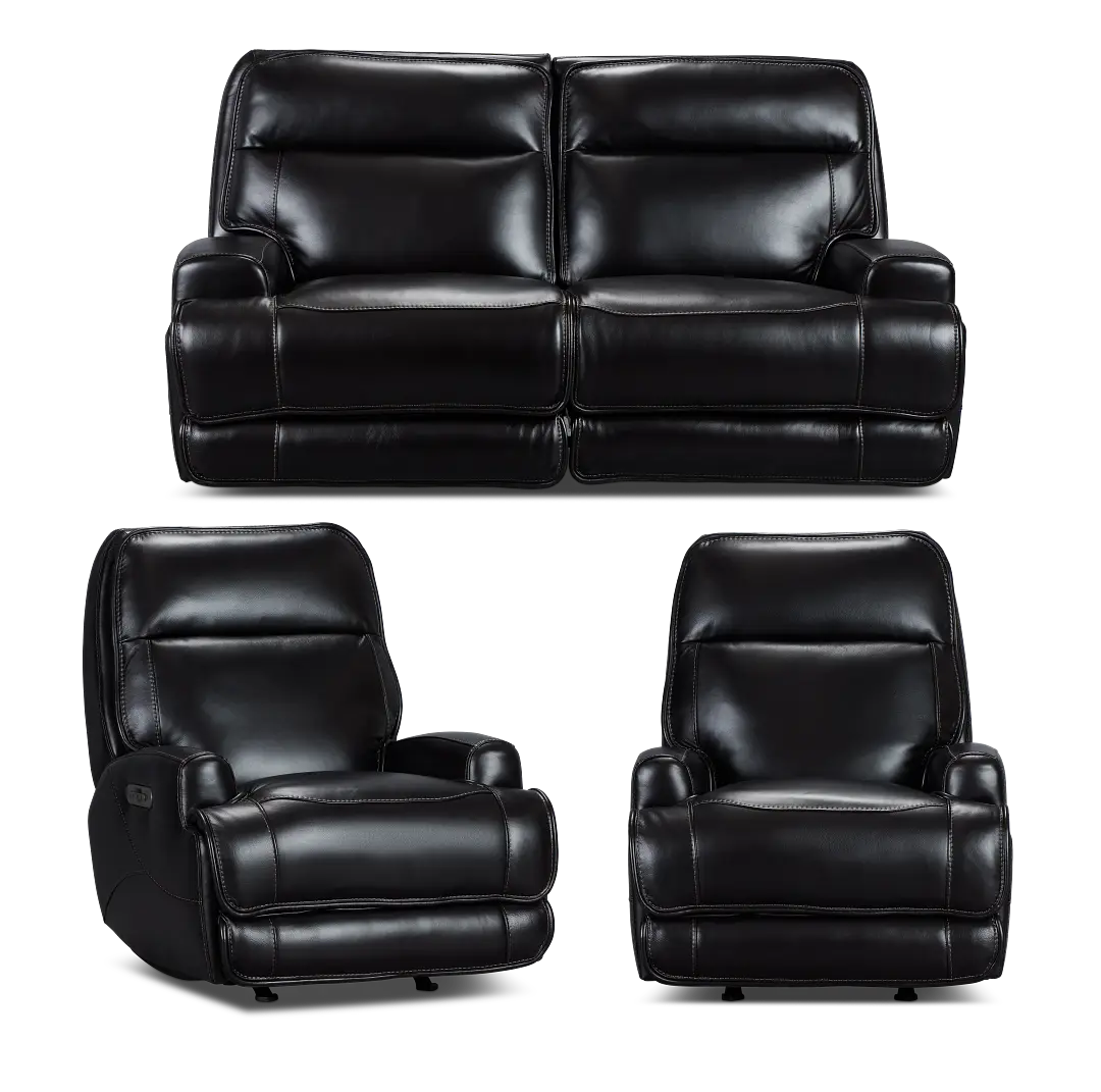 Casey Black Lthr/vinyl Power Reclining Living Room Casey Black Lthr/vinyl Power Reclining Living Room