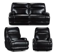 Casey Black Lthr/vinyl Power Reclining Living Room
