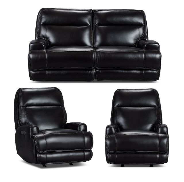 Casey Black Lthr/vinyl Power Reclining Living Room