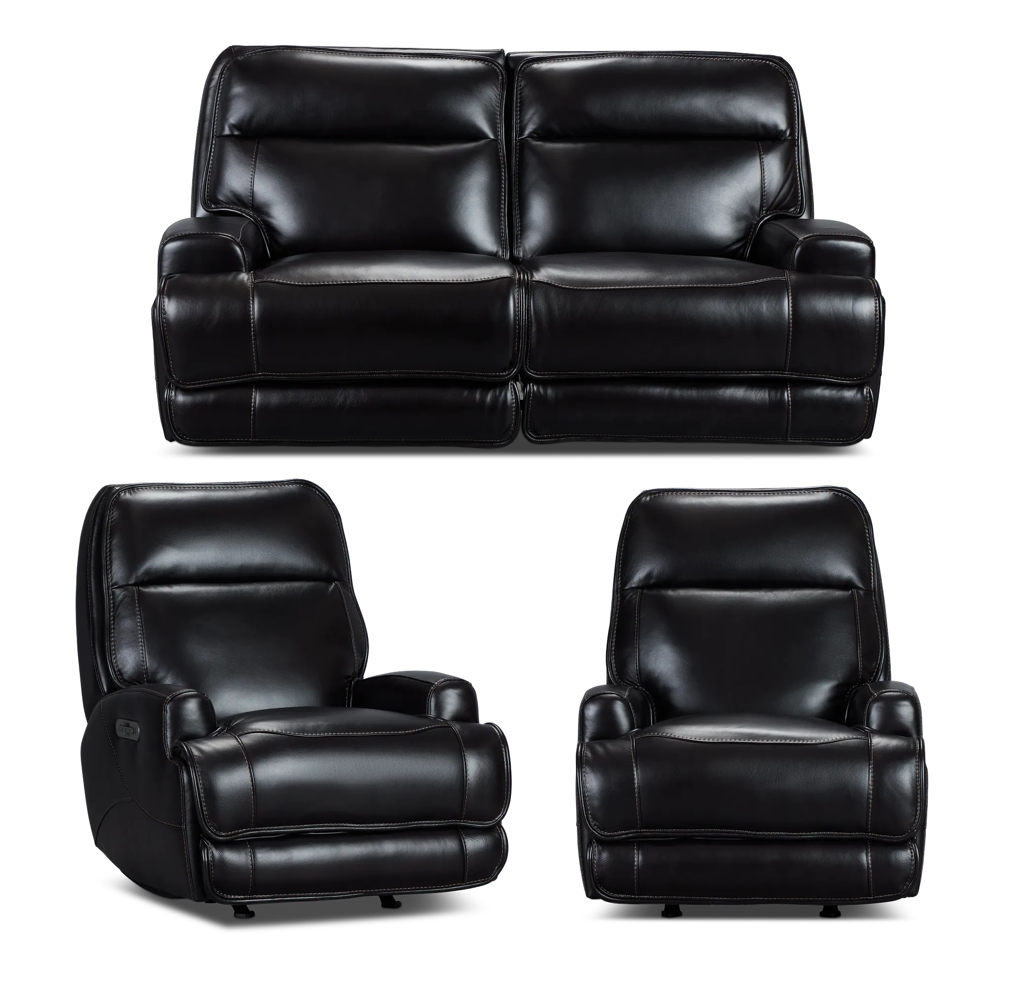 Casey Black Lthr/vinyl Power Reclining Living Room