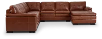 Braden Medium Brown Leather Large Right Chaise Sectional