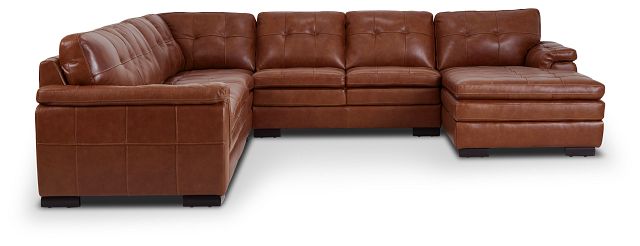 Braden Medium Brown Leather Large Right Chaise Sectional