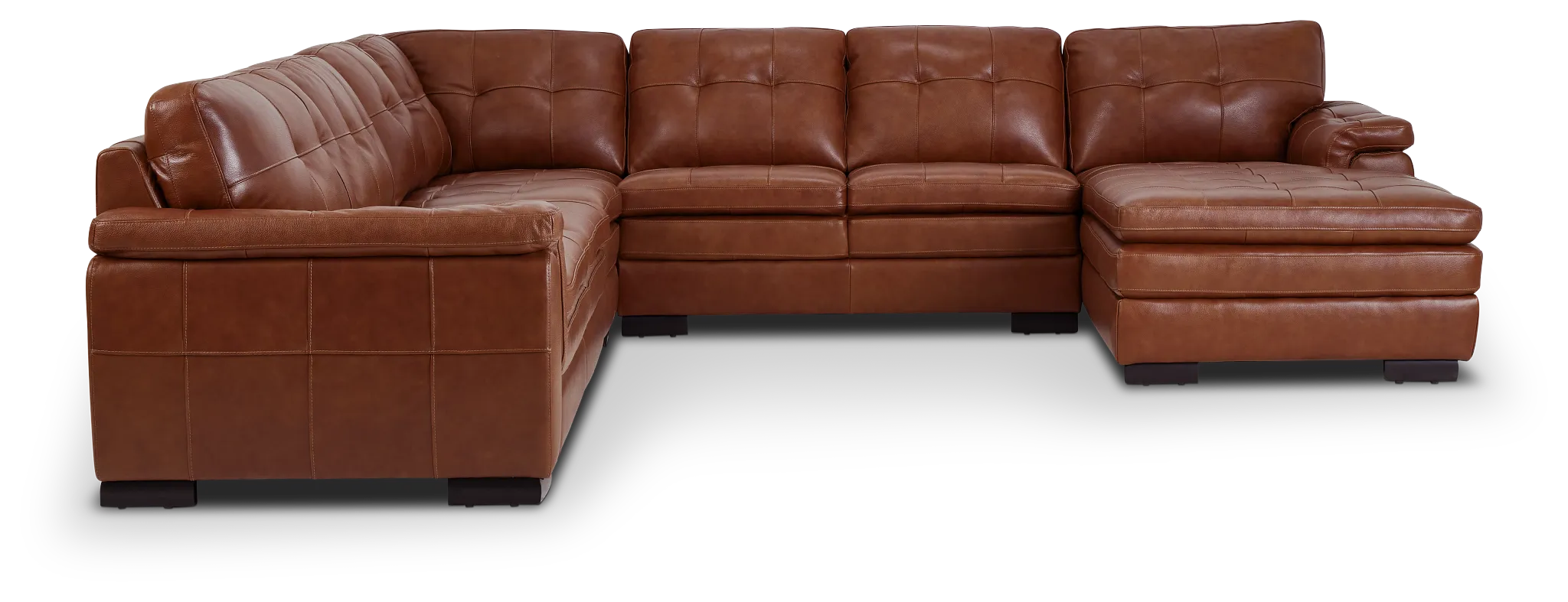 Braden Medium Brown Leather Large Right Chaise Sectional