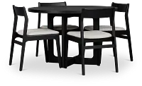Santorini Black Round Table & 4 Upholstered Chairs