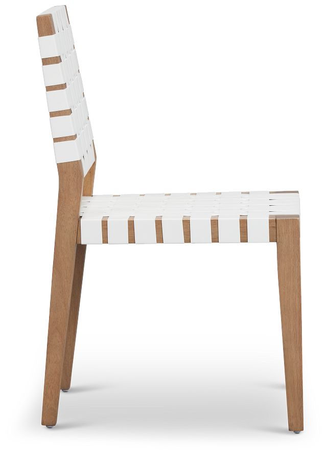 Haven White Woven Leather Side Chair