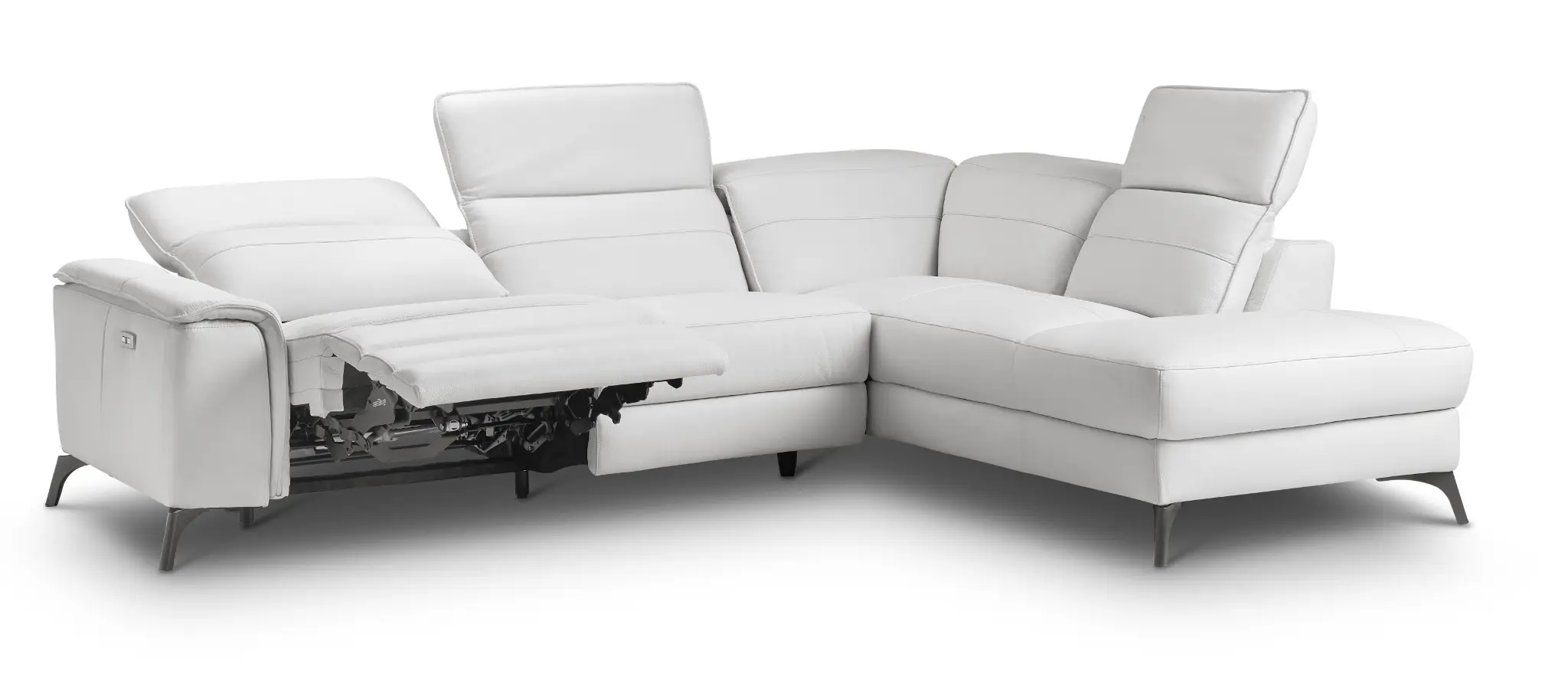Pearson White Leather Right Bumper Power Reclining Sectional Pearson White Leather Right Bumper Power Reclining Sectional