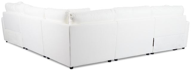 Skye White Fabric Small Dual Power Reclining Two-arm Sectional