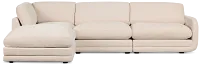 Jules Ivory Velvet 4-piece Left Facing Bumper Sectional