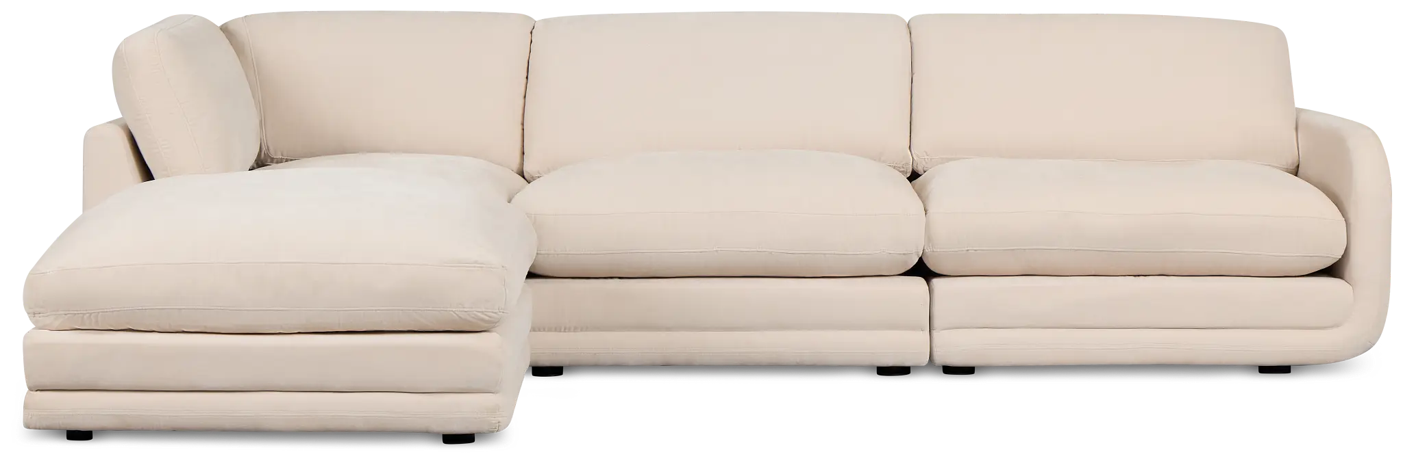 Jules Ivory Velvet 4-piece Left Facing Bumper Sectional Jules Ivory Velvet 4-piece Left Facing Bumper Sectional