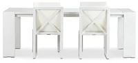 Linear White 87" Aluminum Table & 4 Cushioned Side Chairs