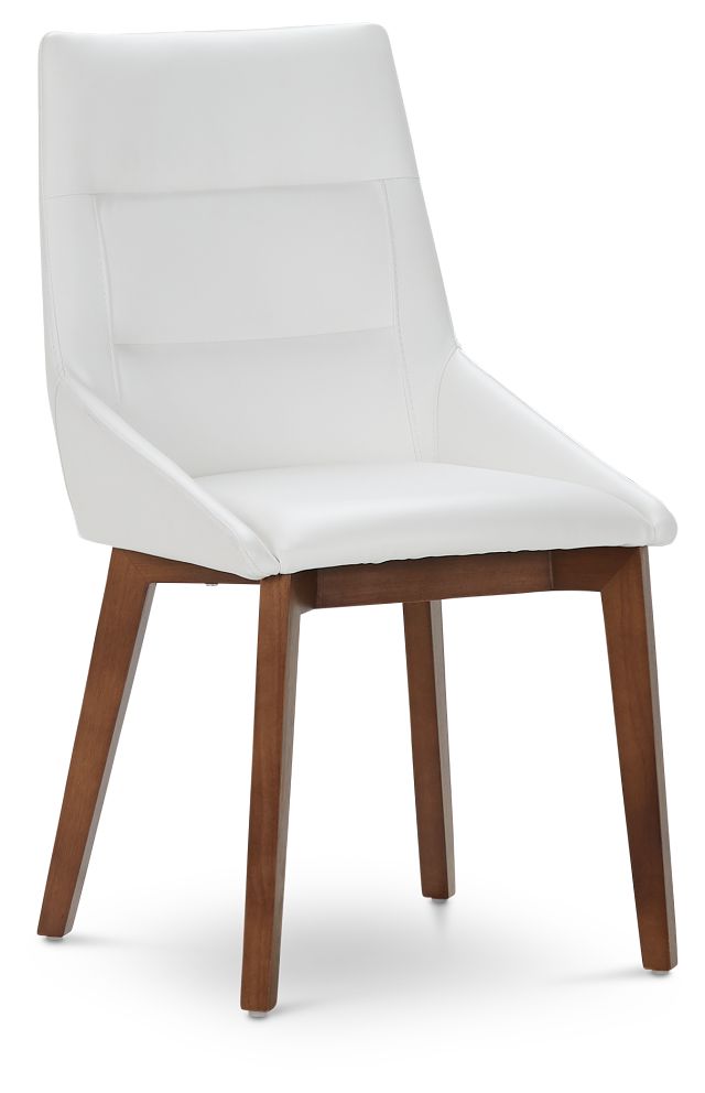Fresno White Upholstered Side Chair With Mid Tone Legs