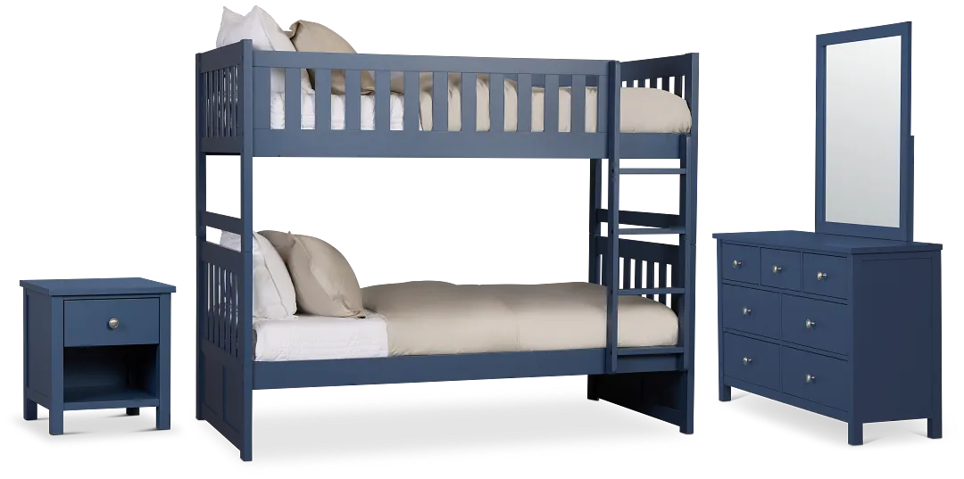 Charleston Dark Blue Bunk Bed Bedroom