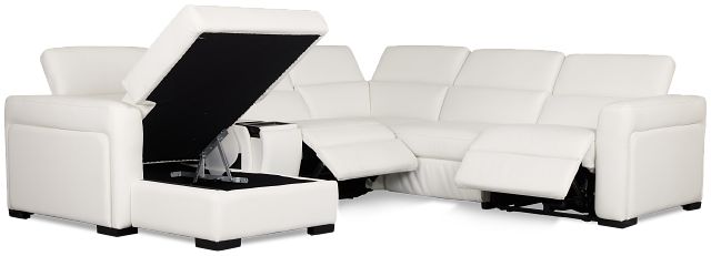 Melody White Storage Small Dual Power Left Chaise Sectional