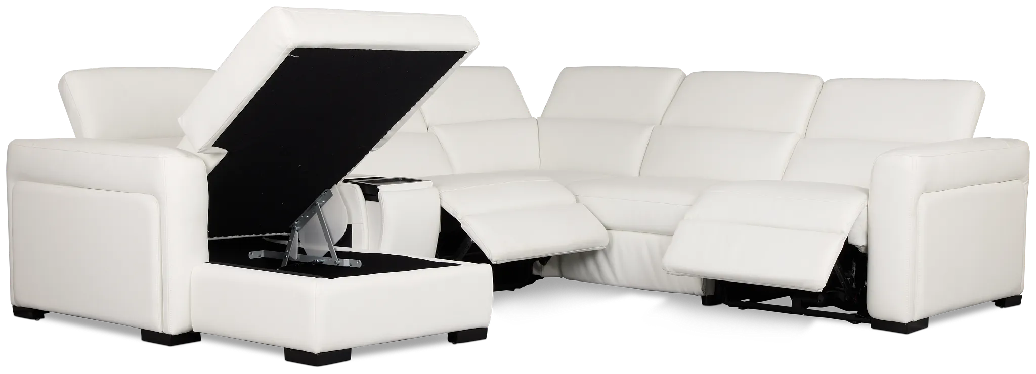 Melody White Storage Small Dual Power Left Chaise Sectional