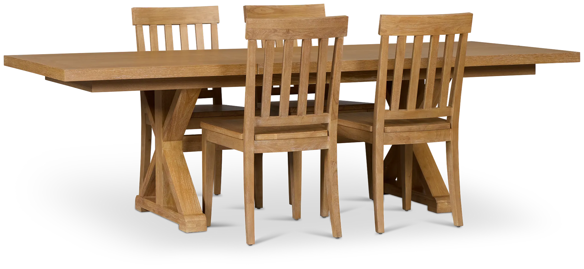 Nantucket Light Tone Trestle Table & 4 Light Tone Chairs