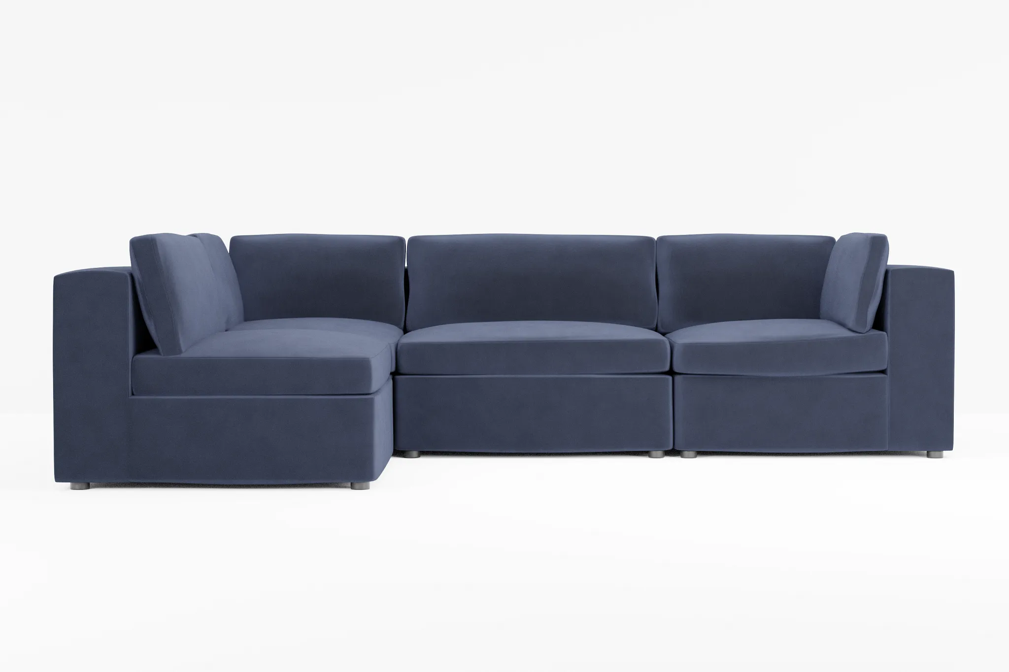 Destin Joya Dark Blue Velvet 4-piece Modular Sectional