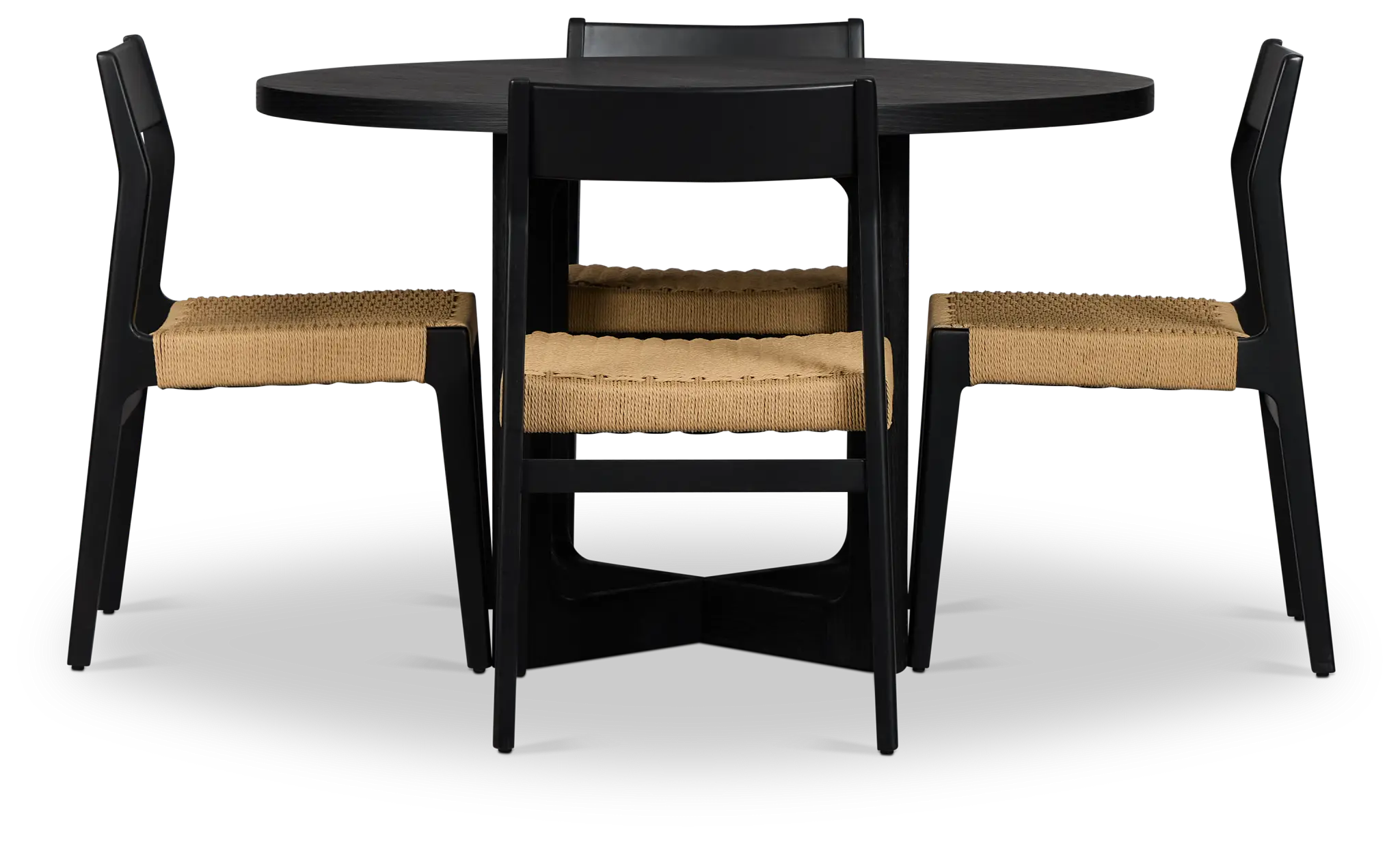 Santorini Black Round Table & 4 Woven Chairs Santorini Black Round Table & 4 Woven Chairs
