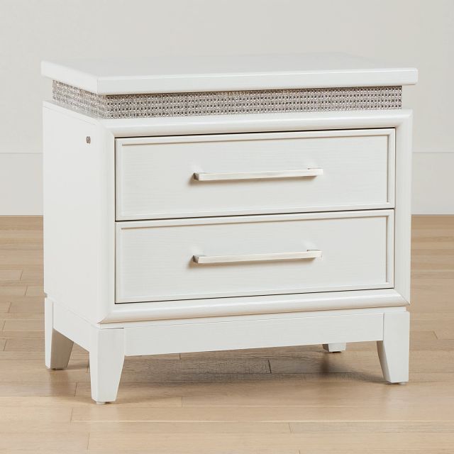 Alessandria White Lighted Nightstand